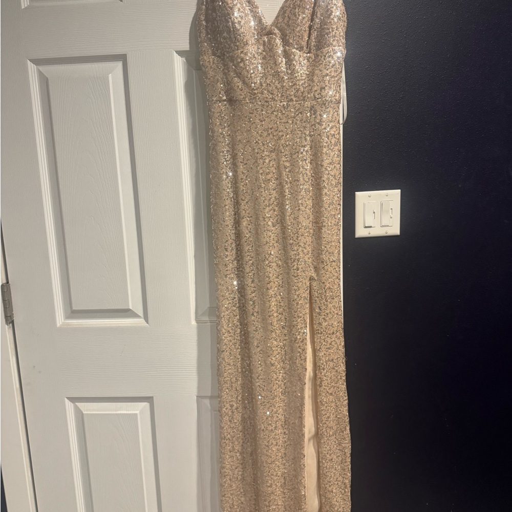 B. Smart Gold Sequin Prom Dress